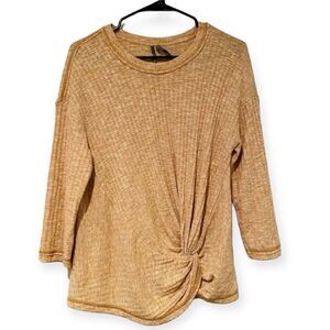 Anthropologie Ribbed Thermal Twist Front Top Size Small